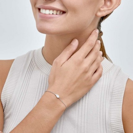 Pulseira em prata folhas com zircónia 18cm