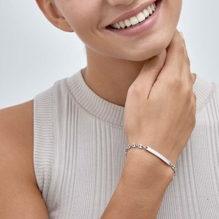 Pulsera de plata calabrote identidad mate y brillo 18CM