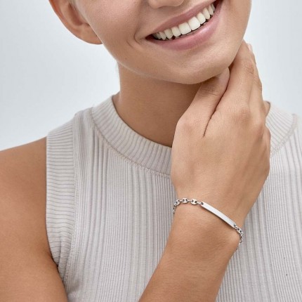 Pulsera de plata calabrote identidad mate y brillo 18CM