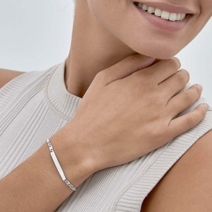 Pulsera plata identidad bilbaina mate brillo 4MM