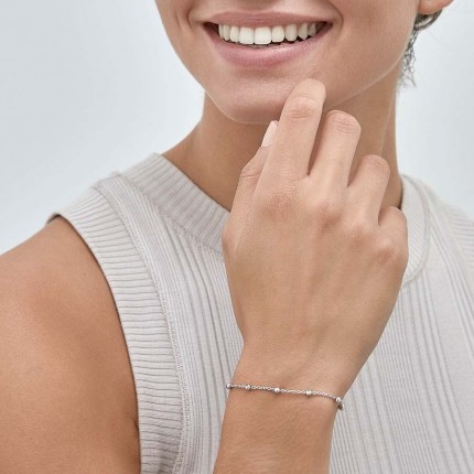 Pulseira em prata 11 bolinhas + fio de 18CM