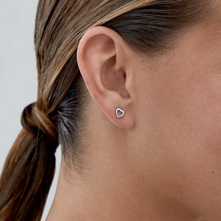 Pendientes de plata corazón con hueco