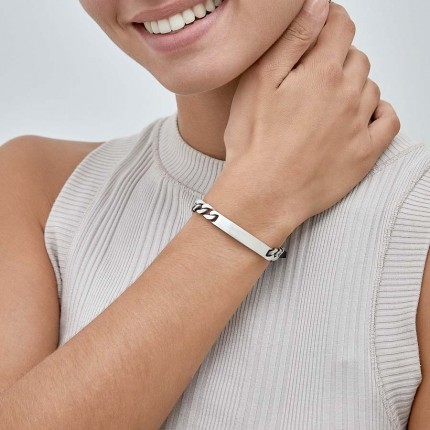 Pulseira em prata para cavalheiro e fio forçado diamantado 7MM