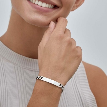 Pulseira em prata e fio forçado diamantado 8MM 20CM para cavalheiro