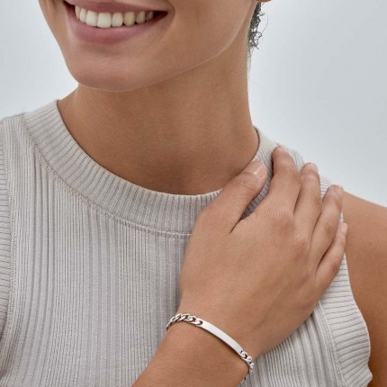 Pulseira em prata e fio forçado diamantado 5MM 18CM