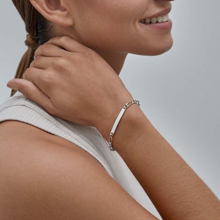Pulsera de plata programada 2x1 personalizable para hombre 3mm 18cm