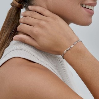 Pulsera de plata para hombre programada 1X1 plana 4MM 19CM