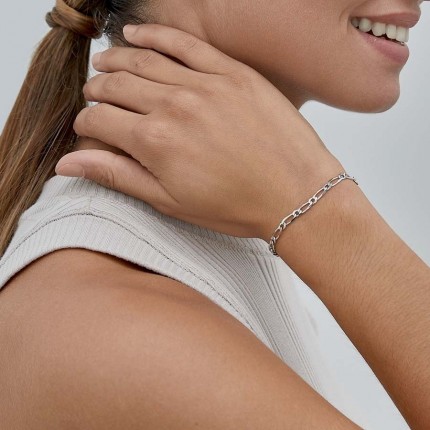 Pulseira em prata programada 1X1 plana 4MM 19CM cavalheiro