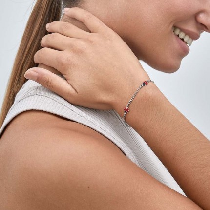 Pulseira em prata 3 joaninhas 17CM