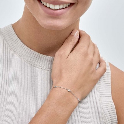 Pulseira em prata ajustável decorada com 6 círculos