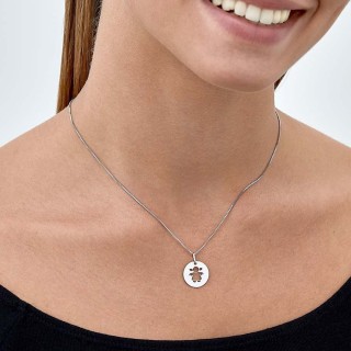 Colgante de plata chapa redonda con niña