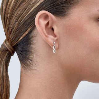 Pendientes de plata colgante infinito y cierre de presión