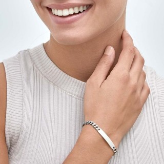 Pulsera No Me Olvides de plata con eslabon plano 18 cm