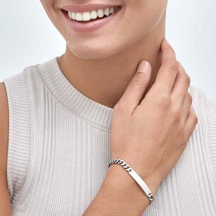 Pulseira em prata "lembra-te de mim" com elo plano 18 cm