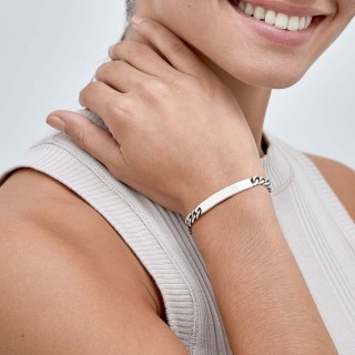 Pulsera No Me Olvides de plata con eslabon plano 19 cm