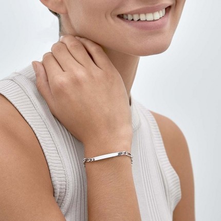 Pulseira em prata "lembra-te de mim" de 18 cm com elos 1x1