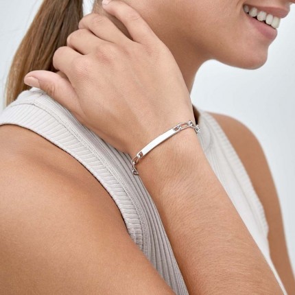 Pulseira em prata "lembra-te de mim" com elos de 5 mm