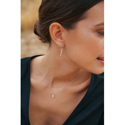 Collar de oro blanco 9 KT de 42 cm con circonita de 5 mm