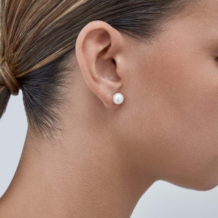 Brincos em ouro amarelo 9K com pérolas 8MM