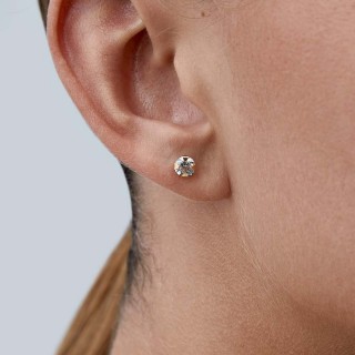 Brincos ouro amarelo 9 kt com chatón de 4 mm