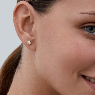 Pendientes oro bicolor 9 KT medio corazón circonita