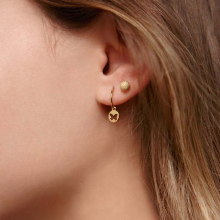 Argolas em ouro amarelo 9 kt e borboletas