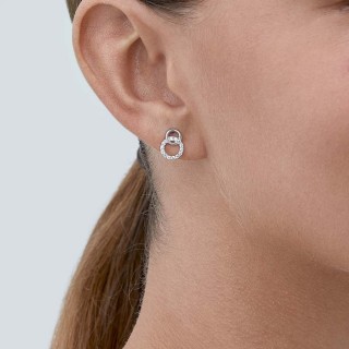 Pendientes de oro blanco de 9K círculos entrelazados