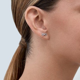 Brincos em ouro branco 9 kt com infinito e zircónias