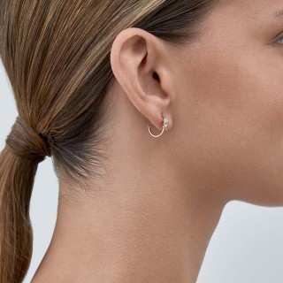 Pendientes de oro bicolor 9 KT con circonita entrelazada
