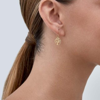 Brincos em ouro amarelo 9 kt com árvore da vida