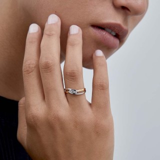 Anillo de oro bicolor 9K
