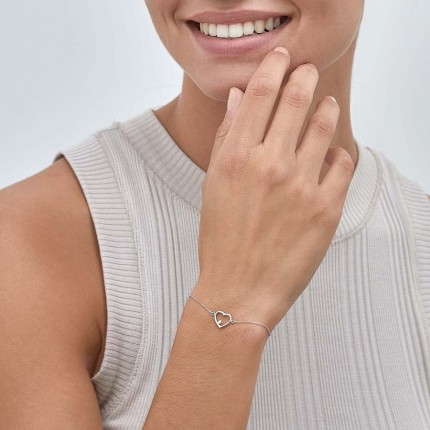 Pulseira em ouro branco 9K com zircónia e diamante