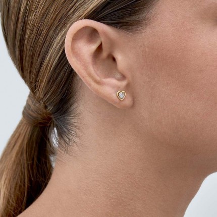 Pendientes de oro amarillo 9 KT con corazón y circonita