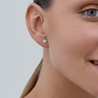 Pendientes oro blanco 9k corazón diamante 0.008CT