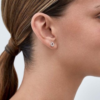 Brincos em ouro branco 9K circulo com diamante 0.02CT