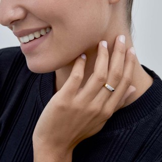 Anel em ouro bicolor 9 kt com zircónia Oro Vivo