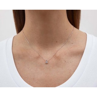 Colar em ouro branco 9 kt com zircónia de 42 cm