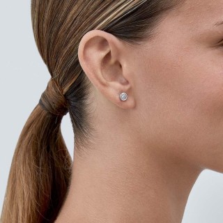 Brincos em ouro branco 9 kt chatón zircónia