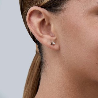 Brincos em ouro bicolor 9 kt com x zircónia