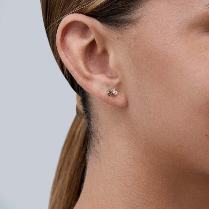 Pendientes de oro bicolor 9 KT con x circonita