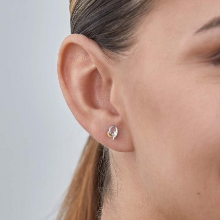 Pendientes de oro bicolor 9K alas mariposa y circonita