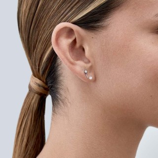 Brincos em ouro branco 9 kt com zircónia dupla
