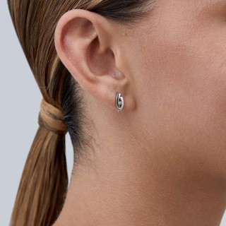 Brincos em ouro branco 9 kt com zircónia no meio