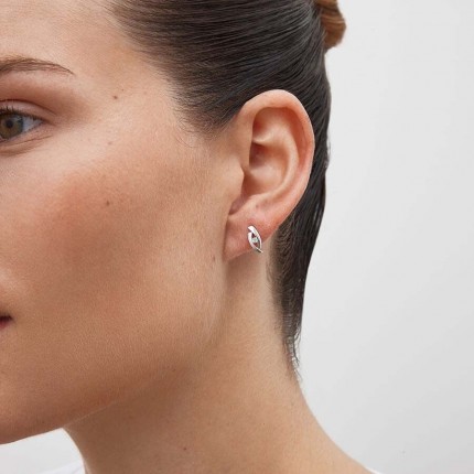 Brincos em ouro branco 9 kt com zircónia no meio