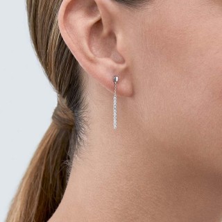 Brincos  em ouro branco 9 kt linha de zircónias