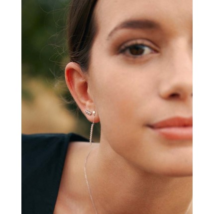 Brincos  em ouro branco 9 kt linha de zircónias