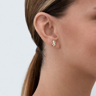 Brincos em ouro bicolor 9 kt laço com zircónia