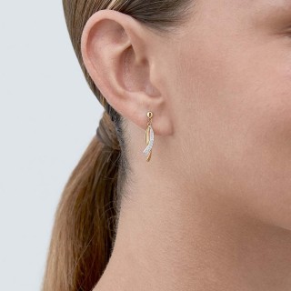 Brincos em ouro bicolor 9 kt entrelace zircónia