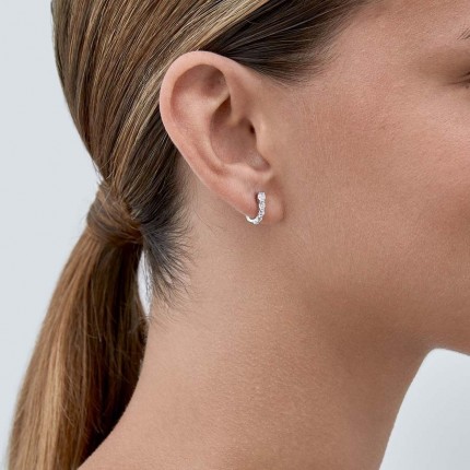 Pendientes Aro 7 mm de oro blanco 9 KT con circonita