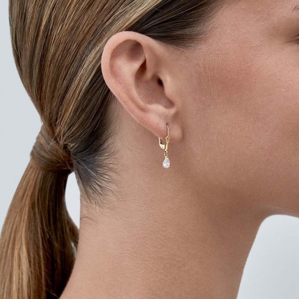 Brincos em ouro amarelo 9 kt gota com zircónia